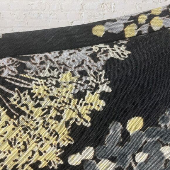 Talbots Linen Silk Dandelion Floral Skirt Black Yellow A-Line 4 - Picture 5 of 13